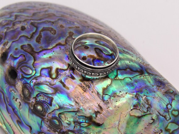 Anello Argento Sterling Fascia Fiore Vero Solido Timbrato 925 Fatto A Mano - Foto 11