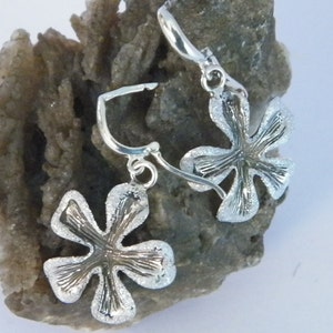 925 Oxidized Sterling Silver Flowers Design Dangle Earrings Craftmade Handmade