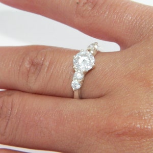 925 Sterling Silver Hand Set Cubic Zirconia 5 Stone Engagement Ring