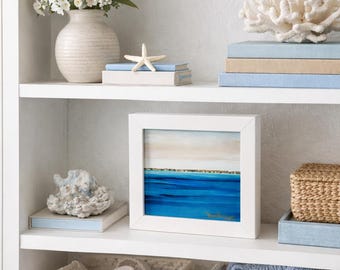 Original Mini Coastal Painting by Robin Brickman | Small Ocean Seascape Art | Beach House Decor | Tiny Original Artwork | NOT A PRINT