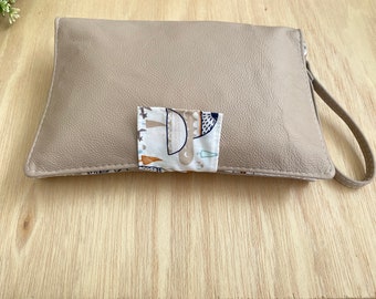 Leather Nappy Wallet, Diaper Clutch  - The best new baby or baby shower present.