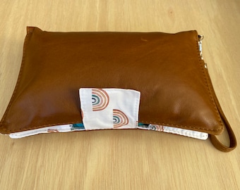 Leather Nappy Wallet, Diaper Clutch  - The best new baby or baby shower present.