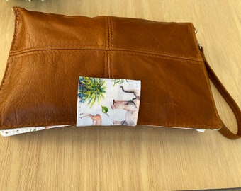 Leather Nappy Wallet, Diaper Clutch  - The best new baby or baby shower present.