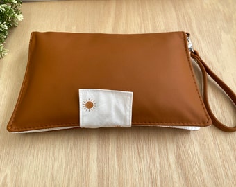 Leather Nappy Wallet, Diaper Clutch  - The best new baby or baby shower present.