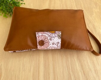 Leather Nappy Wallet, Diaper Clutch  - The best new baby or baby shower present.