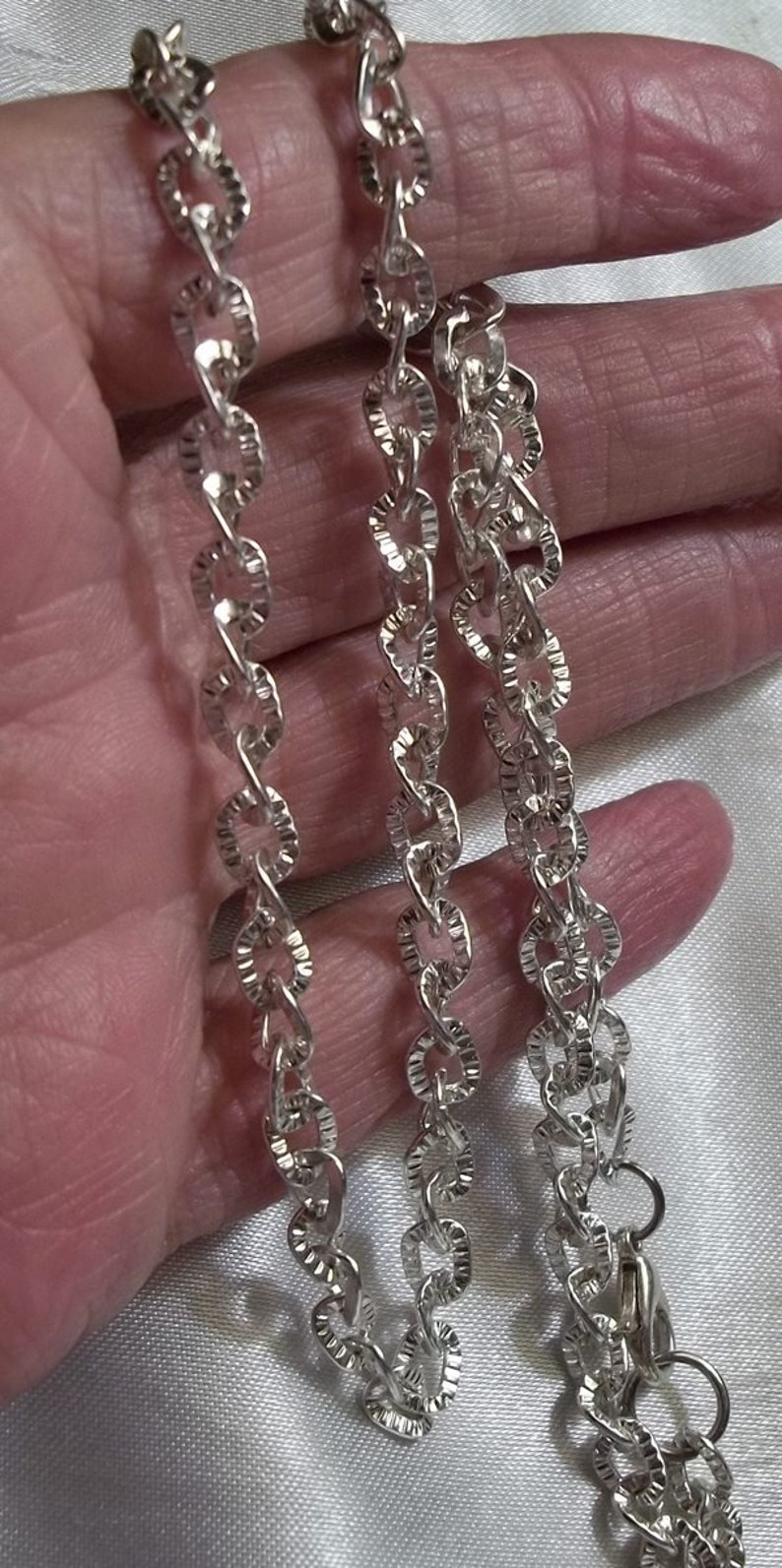 Silvery Rings Necklace Shiny 16 Inch Chain Unisex Jewelry Accessory ~45n