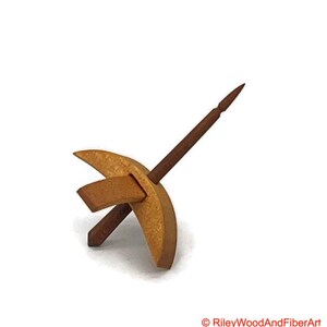 Mini Turkish Drop Spindle - Quartersawn Avodire Whorl with Maple Heartwood Shaft