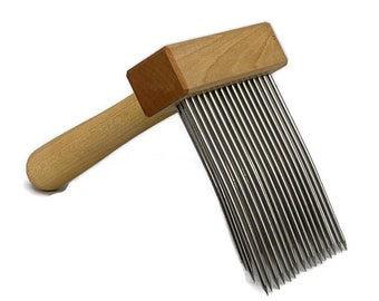 Wool Comb Triple Row Fine Tooth - Maple and Maple - Single Comb