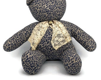 hand-made stuffed adult bear - Blue Floral