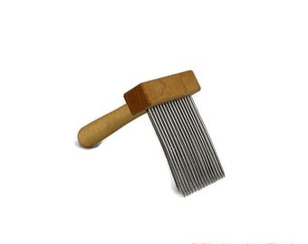Wool Comb Double Row Fine Tooth - Maple and Maple - Single Comb