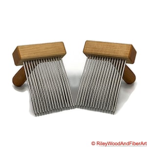 Wool Combs Triple Row Fine Tooth - Maple and Hickory
