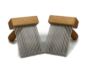 Wool Combs Triple Row Fine Tooth Maple/Hickory