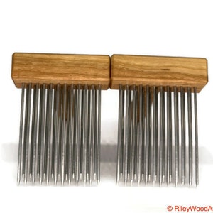 Wool Combs Double Row Standard Cherry and Hickory