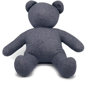 Sitting Stuffed Bear - Blue Vines - Antique Material