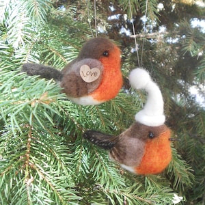 Robins appear when, Robin tree ornament, Christmas tree decor, Felt bird figurine, Tree decoration, Holiday decoration, Bird ornament