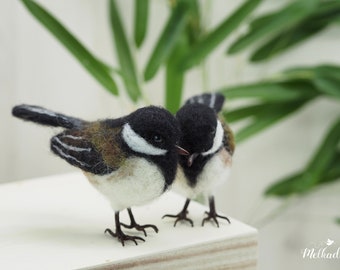 Needle felted Chickadee - felted bird - bird figurine - faux taxidermy bird - gift for bird lover - home decor - nature decor -bird ornament