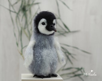 Winter decoration, Faux taxidermy penguin, Penguin chick, Baby penguin, Bird decoration, Needle felt penguin, Felt bird, Felt animal