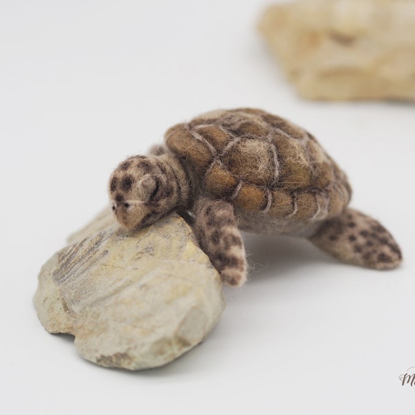 Turtle gifts, sea turtle figurine, turtle decor, needle felted turtle, sea turtle sculpture, sea lover gift, turtle faux taxidermy