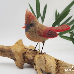 Nadel gefilzter Kardinalvogel, Nadelgefilzter Kardinalvogel, Nadelgefilzte Figur, Kardinalfigur, Filztier