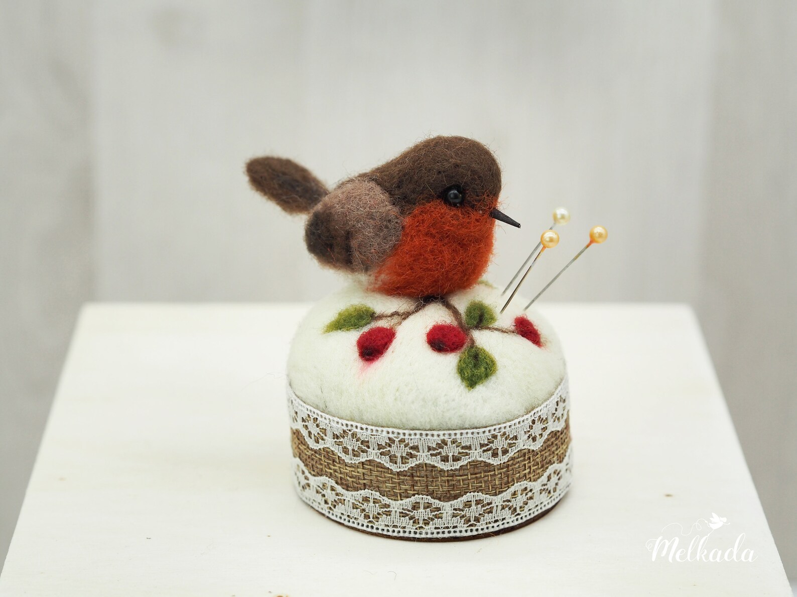 Robin Pincushion Felt Robin Bird Pincushion Bird Art Bird Etsy