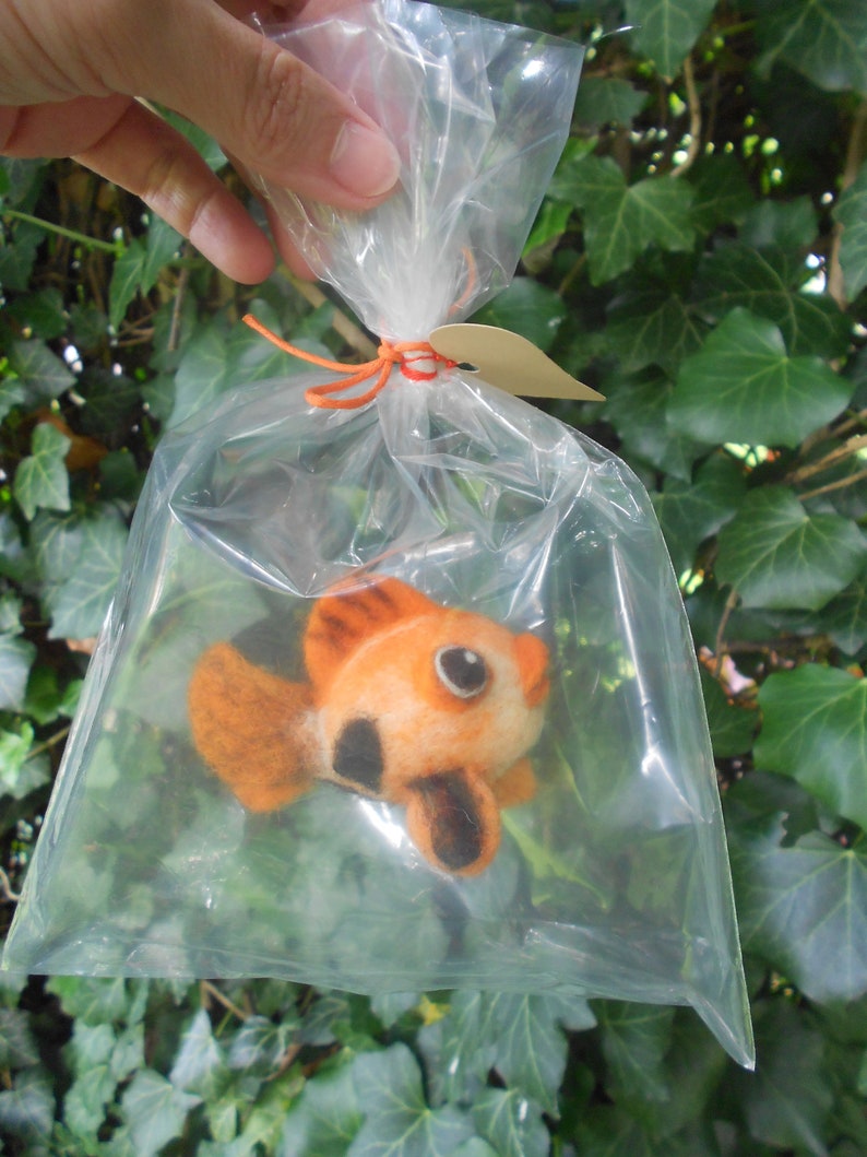 Needle felted Goldfish Goldfish figurine Goldfish in a bag | Etsy