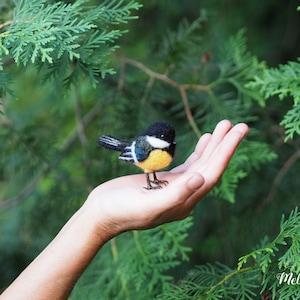 Needle felted miniature realistic Chickadee, Felted bird, Miniature animals, Miniature birds, Fairy garden miniature birds, Realistic bird