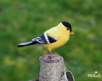 Needle felted Goldfinch - felted bird - bird figurine - faux taxidermy bird - gift for bird lover - bird gifts - nature decor -bird ornament