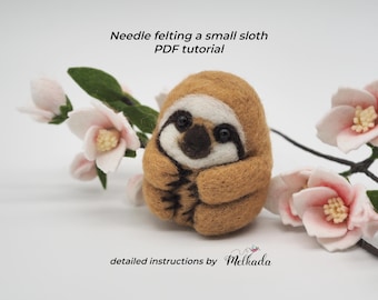 Tutoriel de feutrage à l'aiguille pour fabriquer une petite figurine de paresseux, tutoriel de feutrage à l'aiguille pour débutants, tutoriel de fabrication d'animaux en feutre