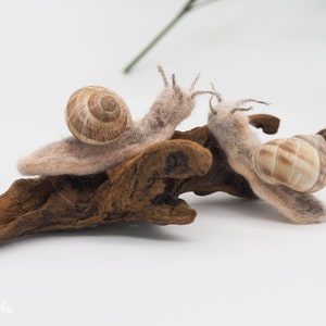 Needle Felted Snail decoration, Snail Sculpture, Snail Ornament, Snail figurine, Realistic snail, Nature table decoration, Animal decor