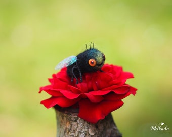 Felted fly, fly girl, insect art, insect decor, fly figurine, cute gift idea, small gifts, cute little gifts, felt animals