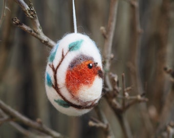 Easter egg ornaments, felted Easter decorations, Spring branch tree ornaments, hanging egg decor, decorative egg, felt egg, robin decor