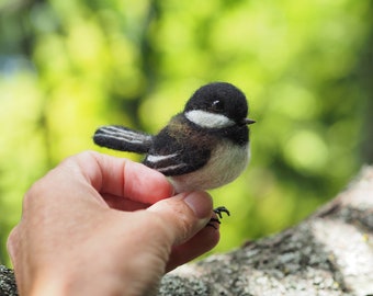 Needle felt miniature realistic Chickadee, Felted bird, Miniature animals, Miniature birds, Bird decor, Fairy garden miniature birds