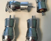 Vintage Barware, Liqueur Pours, Mid Century, Chrome, Bottle Stoppers, Nostalgia, Retro set, of 4 unused