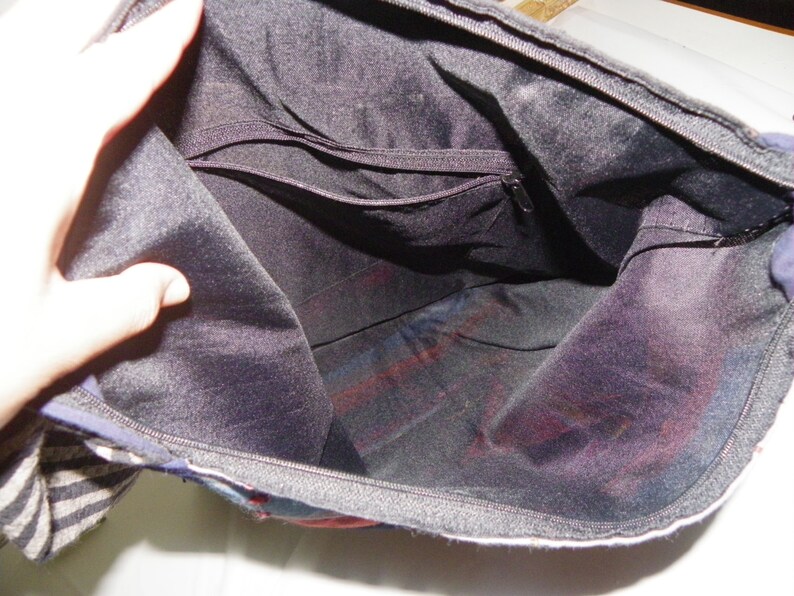 Thai bag Shopping bag Zippered top 15x14 001 Cotton bag Buddha Hippy Patchwork Bag