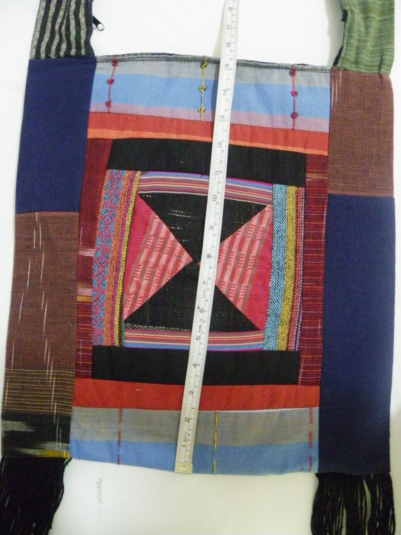 Thai bag Shopping bag Zippered top 15x14 001 Cotton bag Buddha Hippy Patchwork Bag