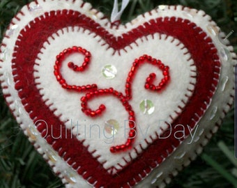 Felt Ornaments,Bowl Fillers,Gift Decoration,Door Hanger,heart ornament,valentines ornament heart ornament,feltw/glass beads heart ornament