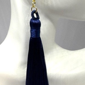 Tassel Earrings Navy Blue with Gold finish - 8cm drop