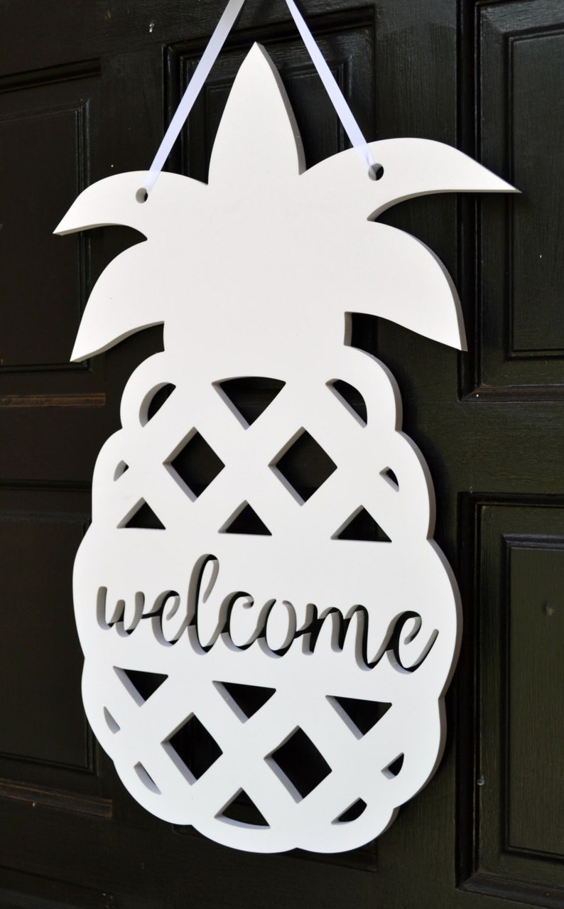 Pineapple Door Hanger Pineapple Sign Front Door Etsy