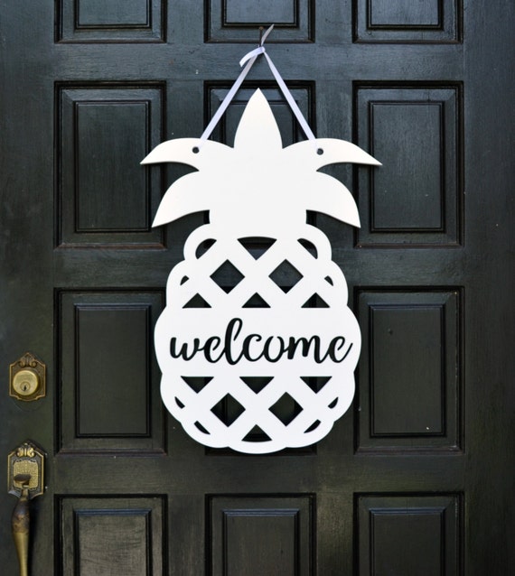 Pineapple Door Hanger Pineapple Welcome Sign Front Door Etsy