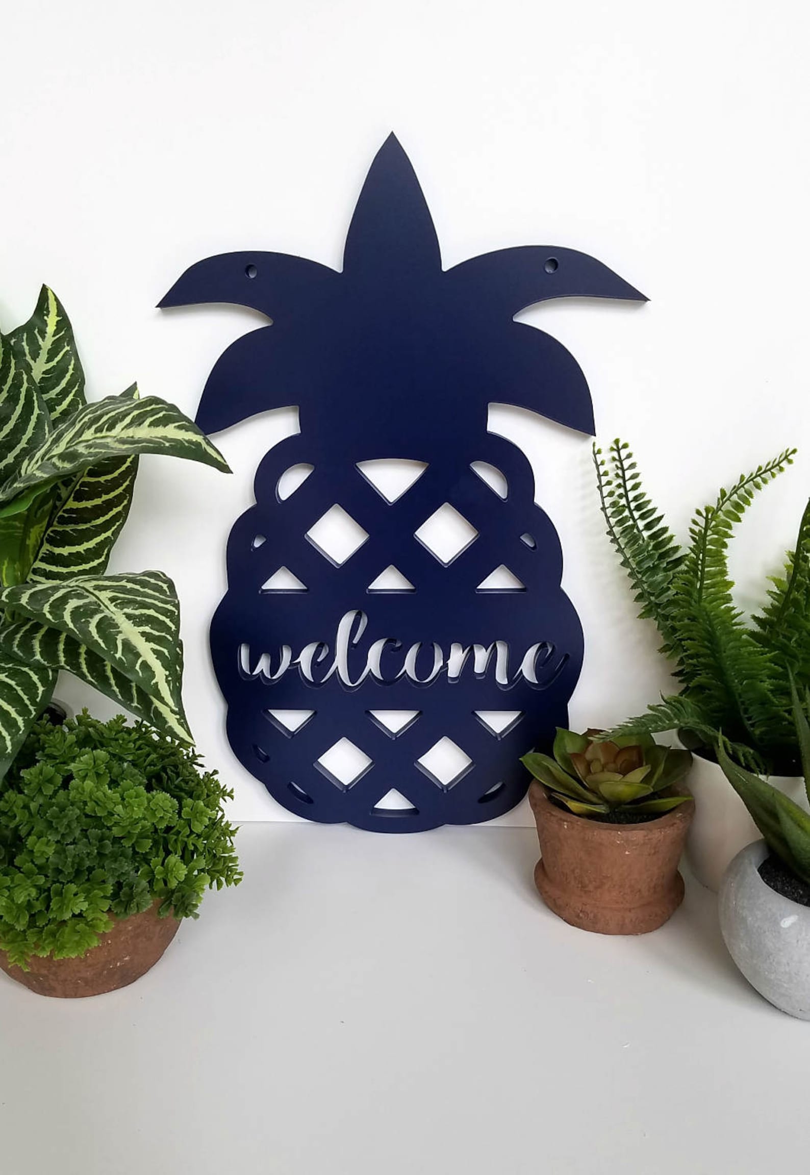 Pineapple Door Hanger Pineapple Sign Front Door Etsy