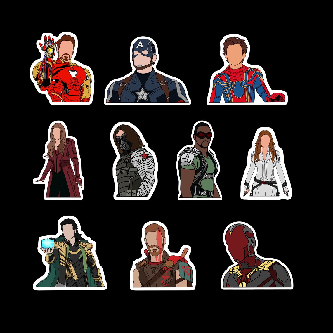 Avengers Inspired Stickers Marvel Version 2 Captain Etsy
