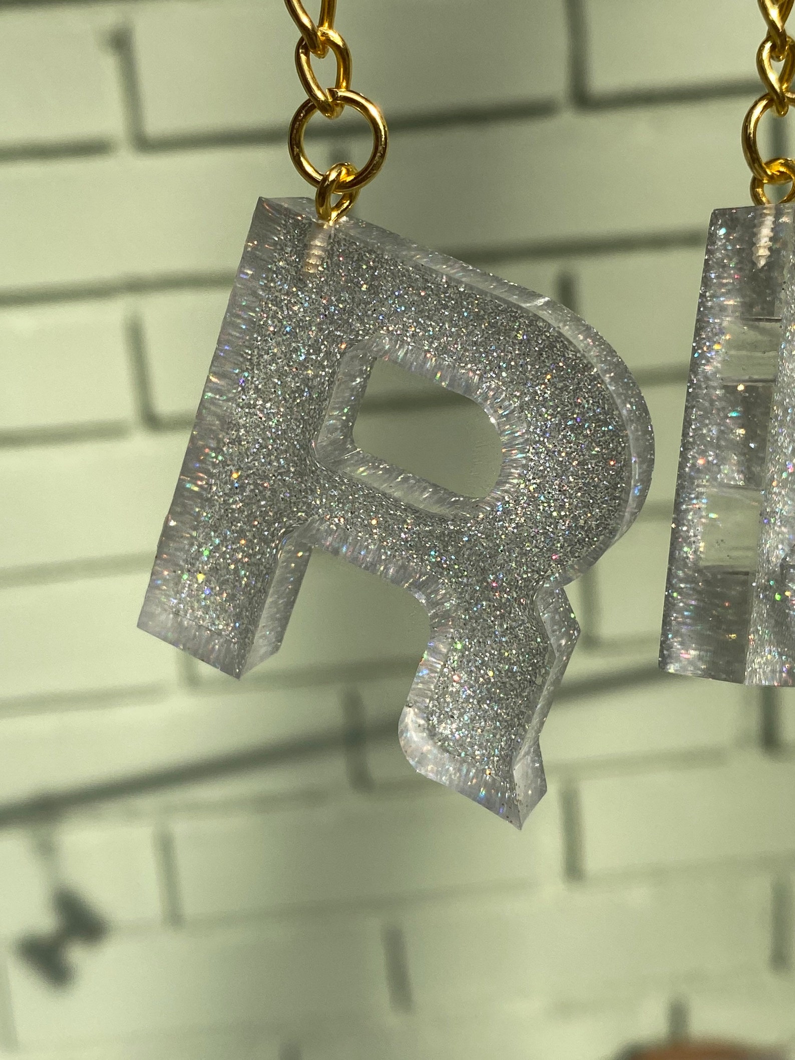 Holographic Glitter Letters keychains Etsy