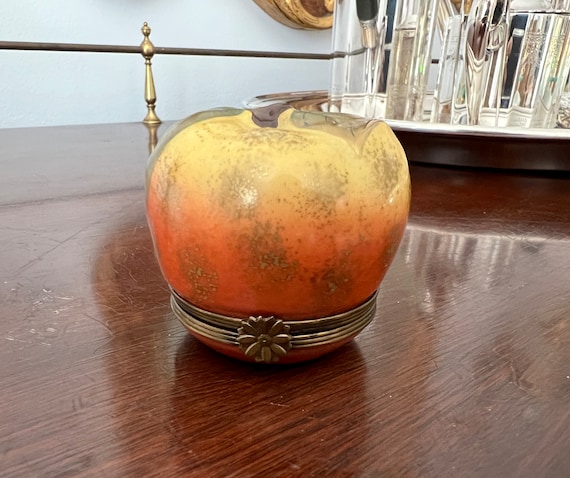 Limoges Hand Painted Apple Trinket Box