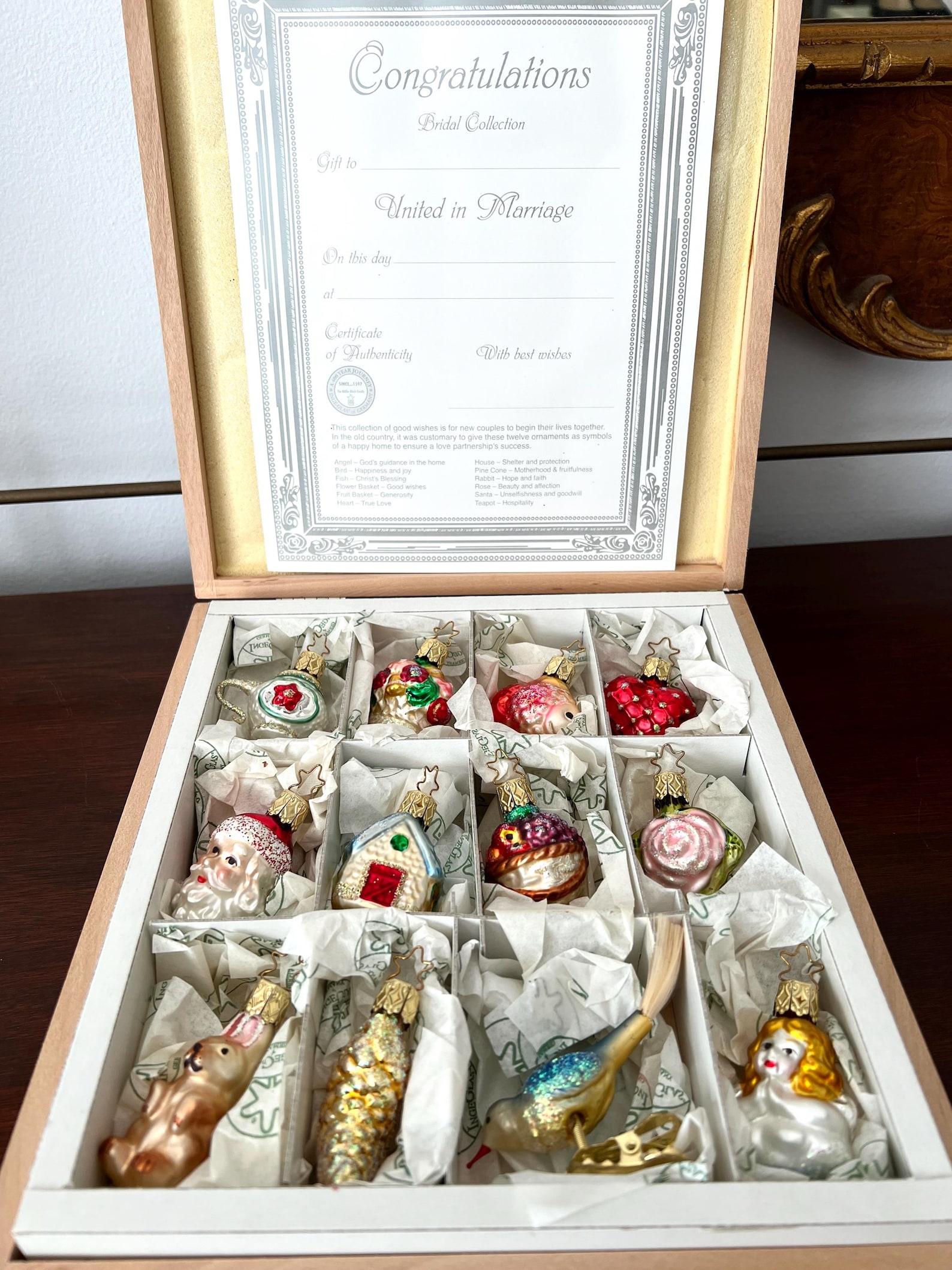 Inge Glas Germany Bridal Collection 12 Christmas Ornaments
