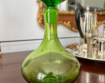 1966 Blenko Olive Green 6630S Decanter Joel Myers Design