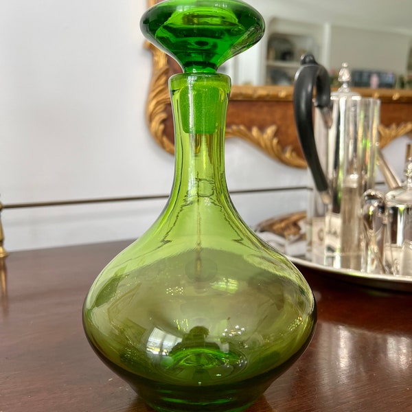 1966 Blenko Olive Green 6630S Decanter Joel Myers Design