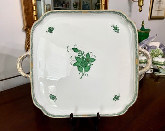 Large Herend Chinese Bouquet Double Handle Tray