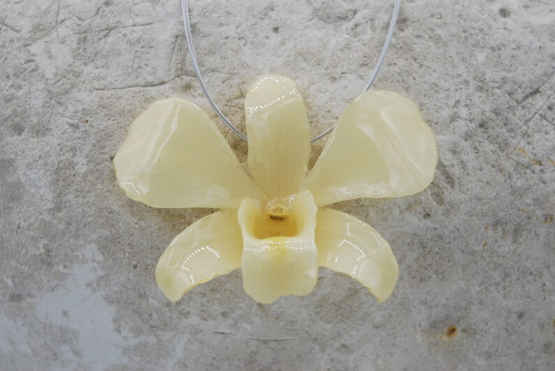 White Orchid Necklace Pendant Statement Minimalist Fl Gift For Her