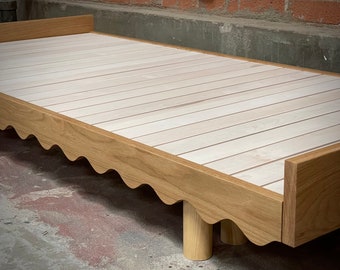 WAVE guest bed / daybed / convertible twin-to-queen solid WHITE OAK & poplar