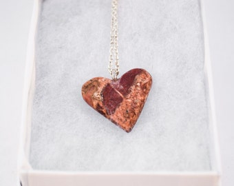 Handmade Marble Heart necklace pendant.